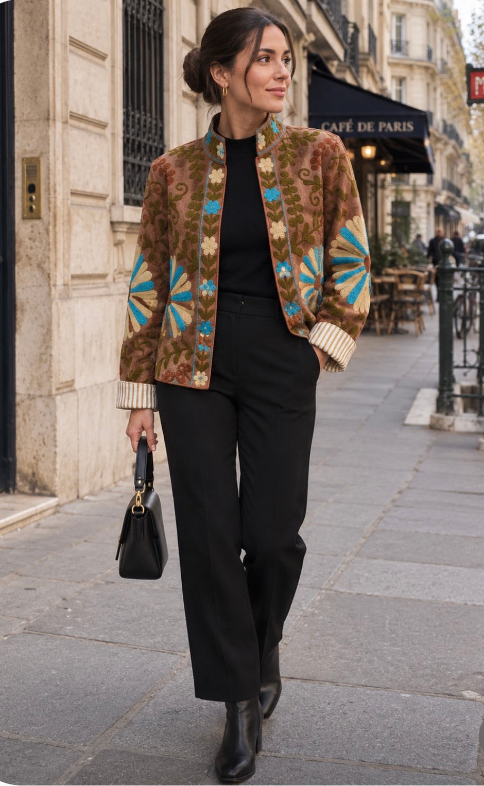 VESTE VELOURS BRODEE  CAMEL   TU 36/42