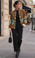 VESTE VELOURS BRODEE  CAMEL   TU 36/42