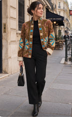 VESTE VELOURS BRODEE  CAMEL   TU 36/42