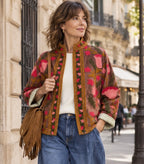 VESTE VELOURS BRODEE  CHOCO   TU 36/42