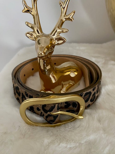 CEINTURE CUIR DAIM  LEOPARD     S/M  OU M/L