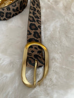 CEINTURE CUIR DAIM  LEOPARD     S/M  OU M/L