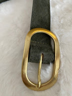 CEINTURE CUIR DAIM  KAKI      S/M  OU M/L