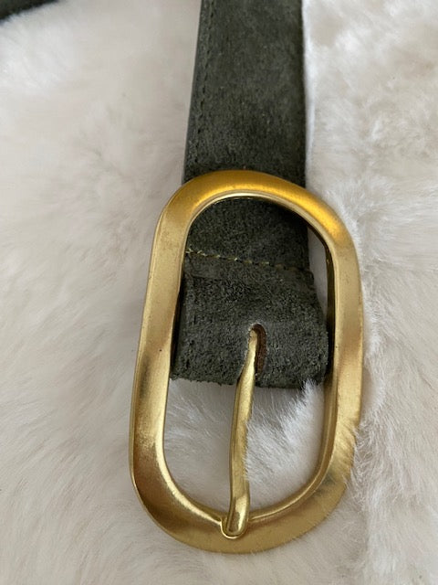 CEINTURE CUIR DAIM  KAKI      S/M  OU M/L