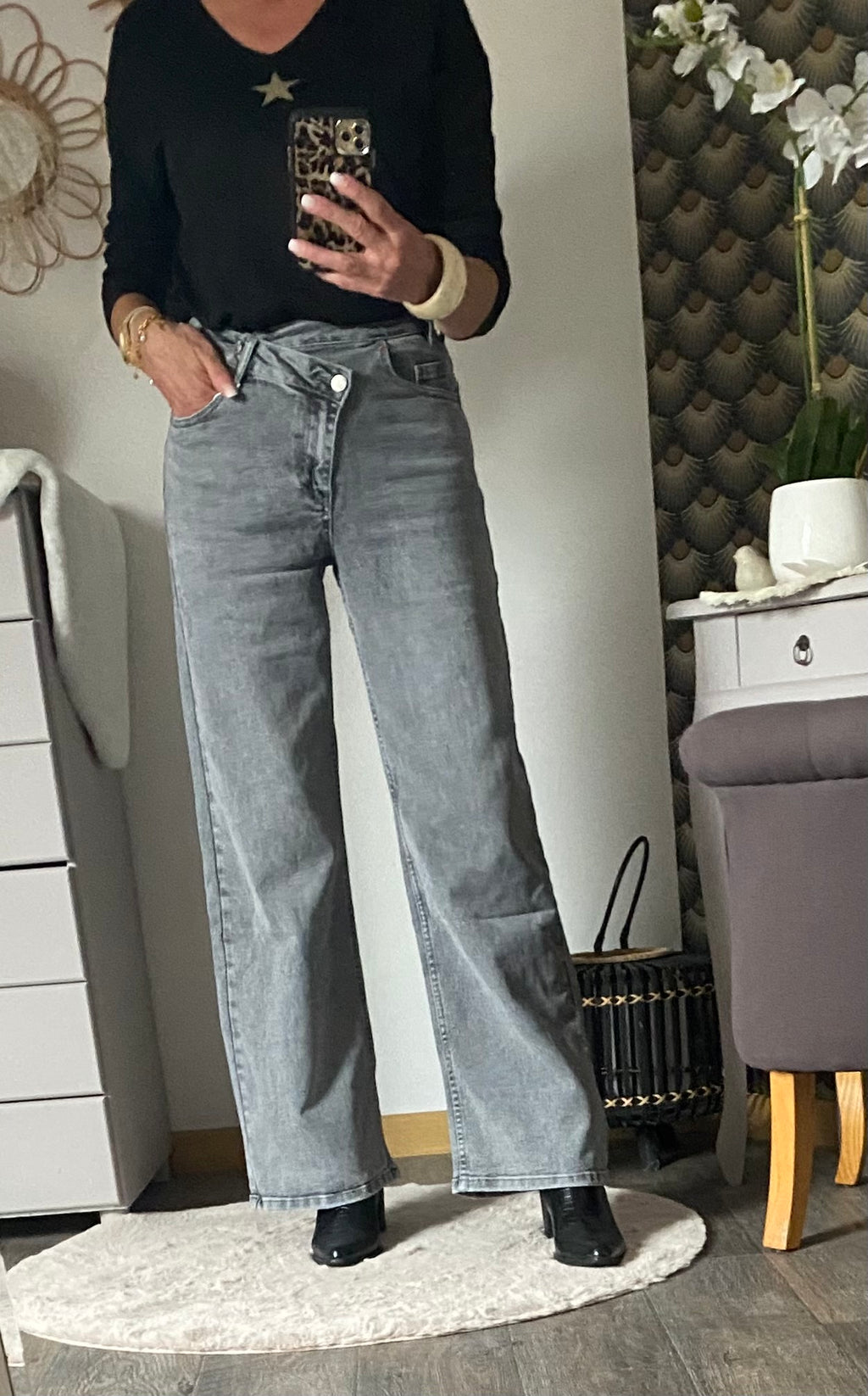 JEAN GRIS BOUTONNAGE ASYMETRIQUE  34/36/38/40/42