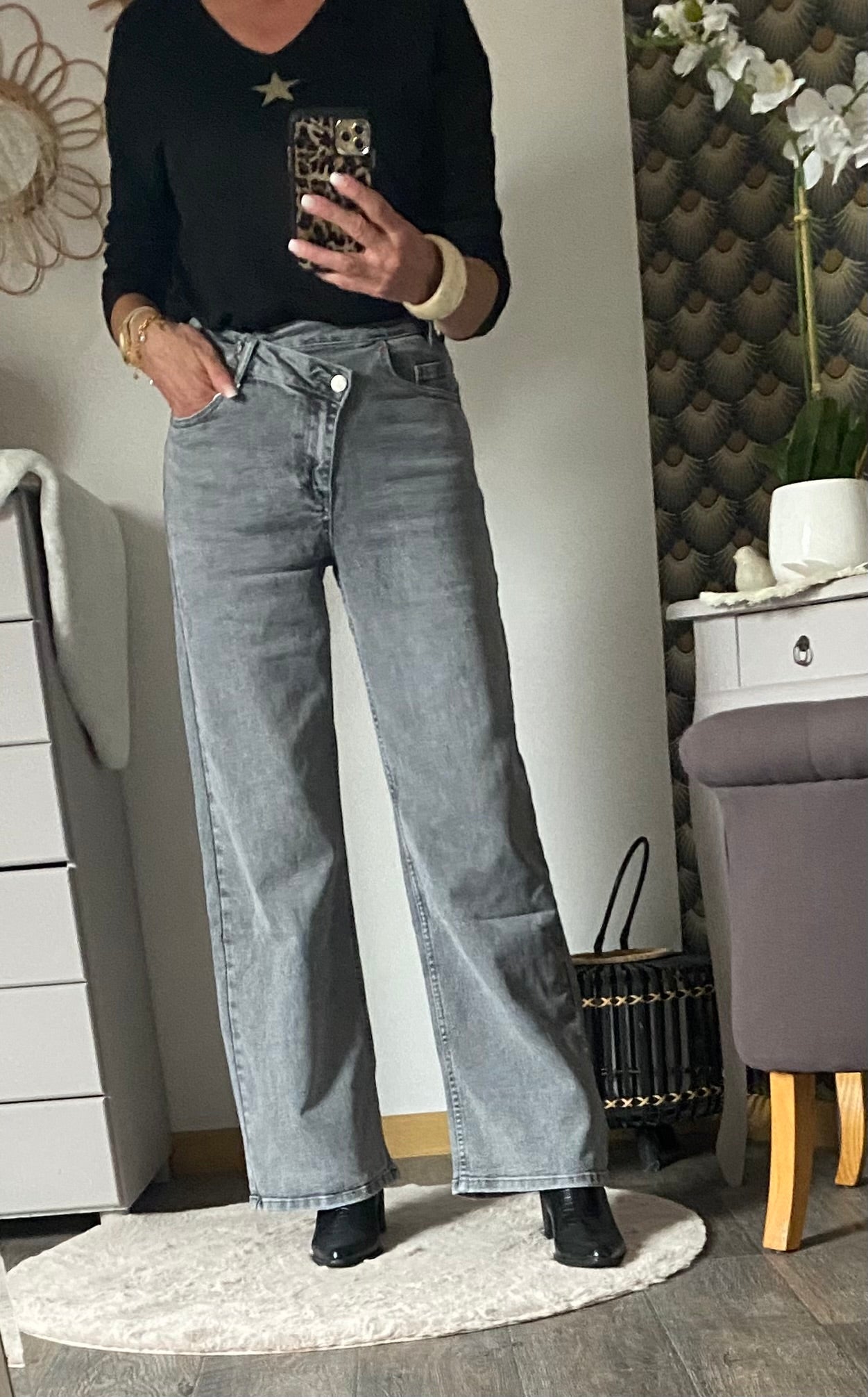 JEAN GRIS BOUTONNAGE ASYMETRIQUE  34/36/38/40/42