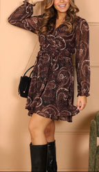 ROBE CINDY DOUBLEE BORDEAUX  TAILLE S/M/L