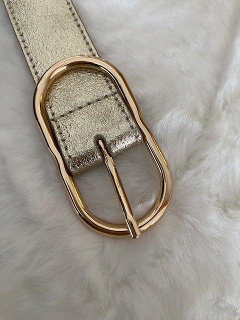 CEINTURE CUIR IRISEE DORE     S/M  OU M/L