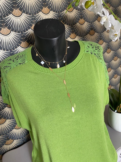 TOP DENTELLE  ANIS    38/44  angora