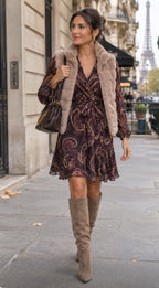 ROBE CINDY DOUBLEE BORDEAUX  TAILLE S/M/L