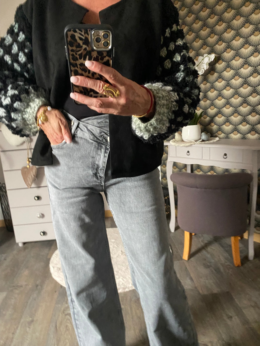 JEAN GRIS BOUTONNAGE ASYMETRIQUE  34/36/38/40/42