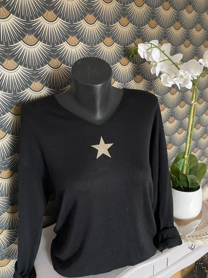 PULL FIN ETOILE NOIR  TU 36/44