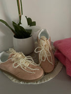 BASKETS A LACETS DENTELLE ET BIJOUX  ROSE PALE  36/37/38/39/40/41