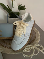 BASKETS A LACETS DENTELLE ET BIJOUX  BLEU CIEL   36/37/38/39/40/41