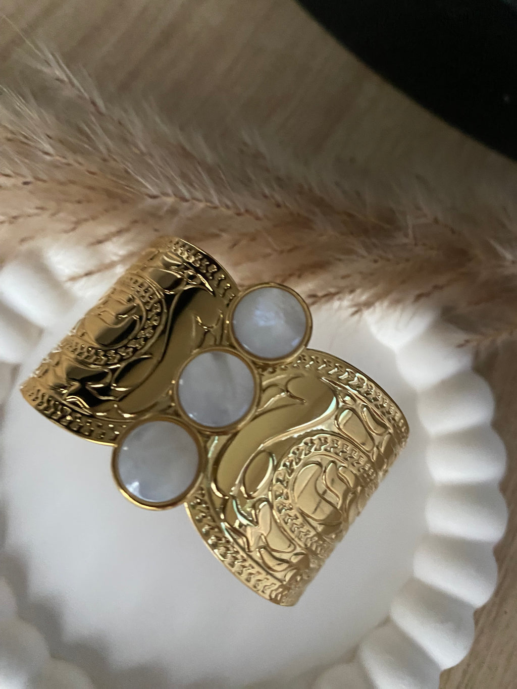 MANCHETTE CELESTE PIERRES NATURELLES NACRE