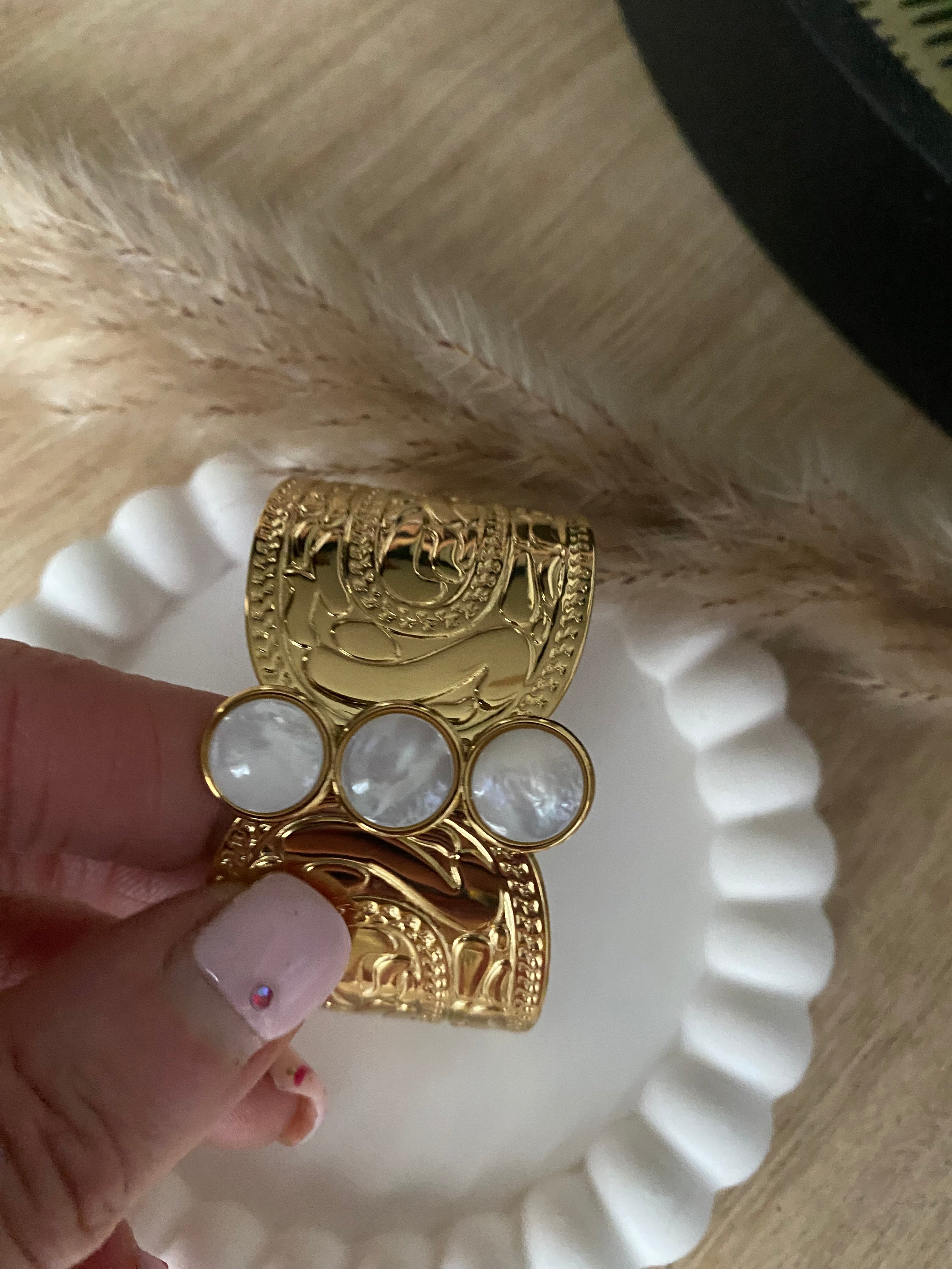 MANCHETTE CELESTE PIERRES NATURELLES NACRE