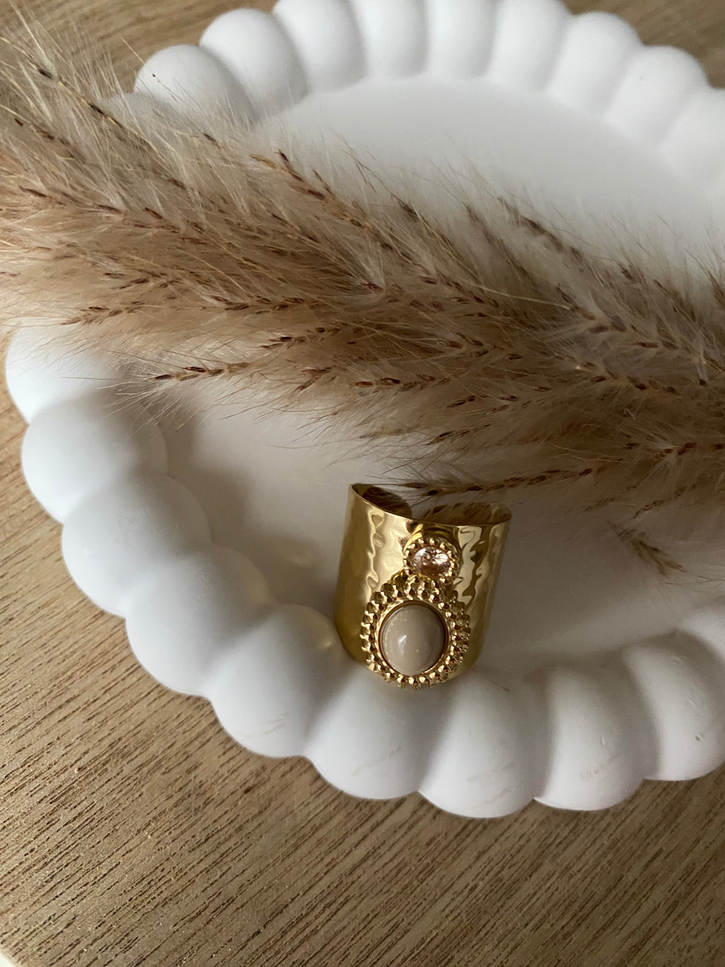 BAGUE SAMANTHA CRISTAL TAILLE BEIGE