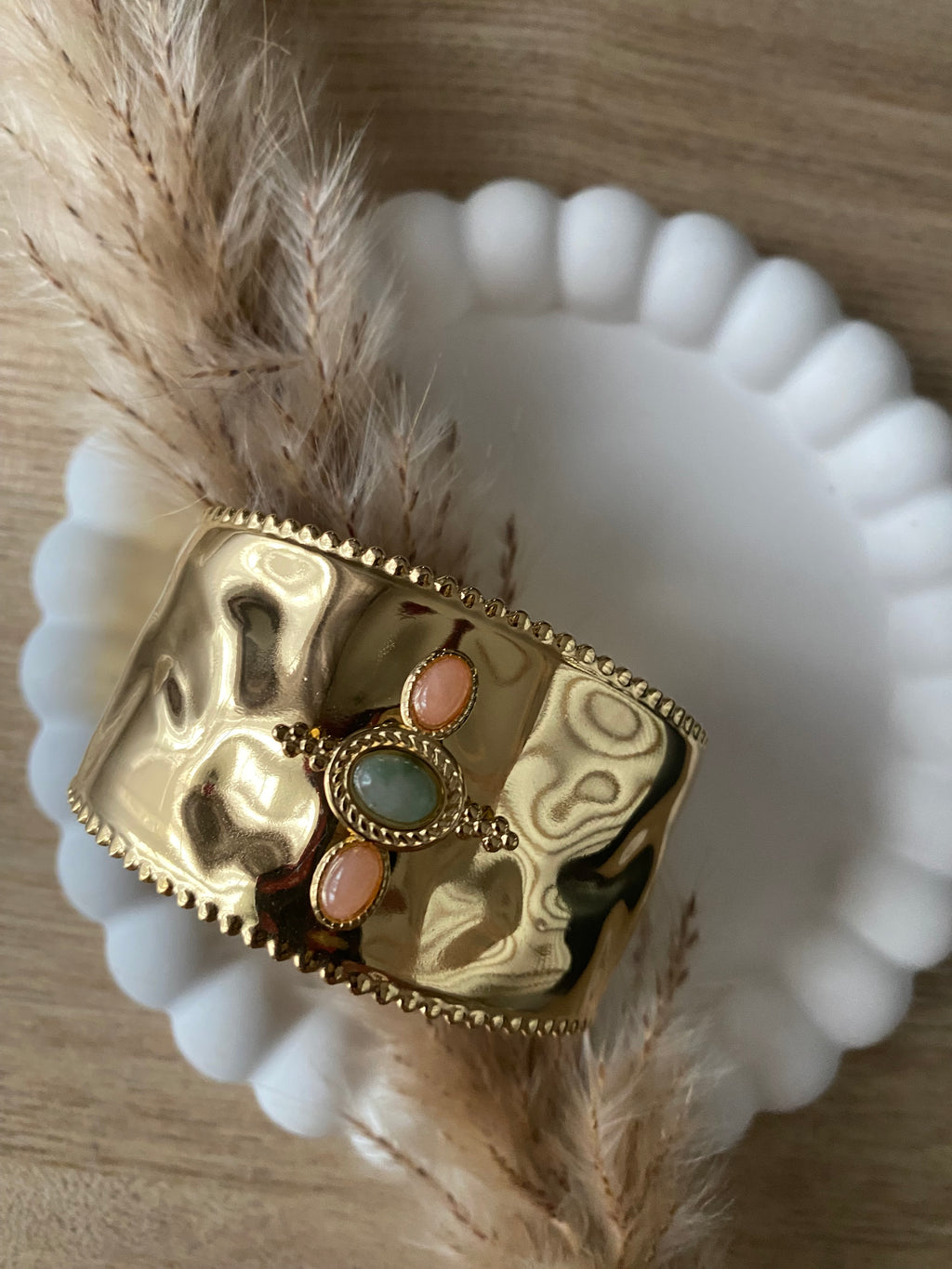 BRACELET MANCHETTE AMEL PIERRES NATURELLES AGATHE ORANGE