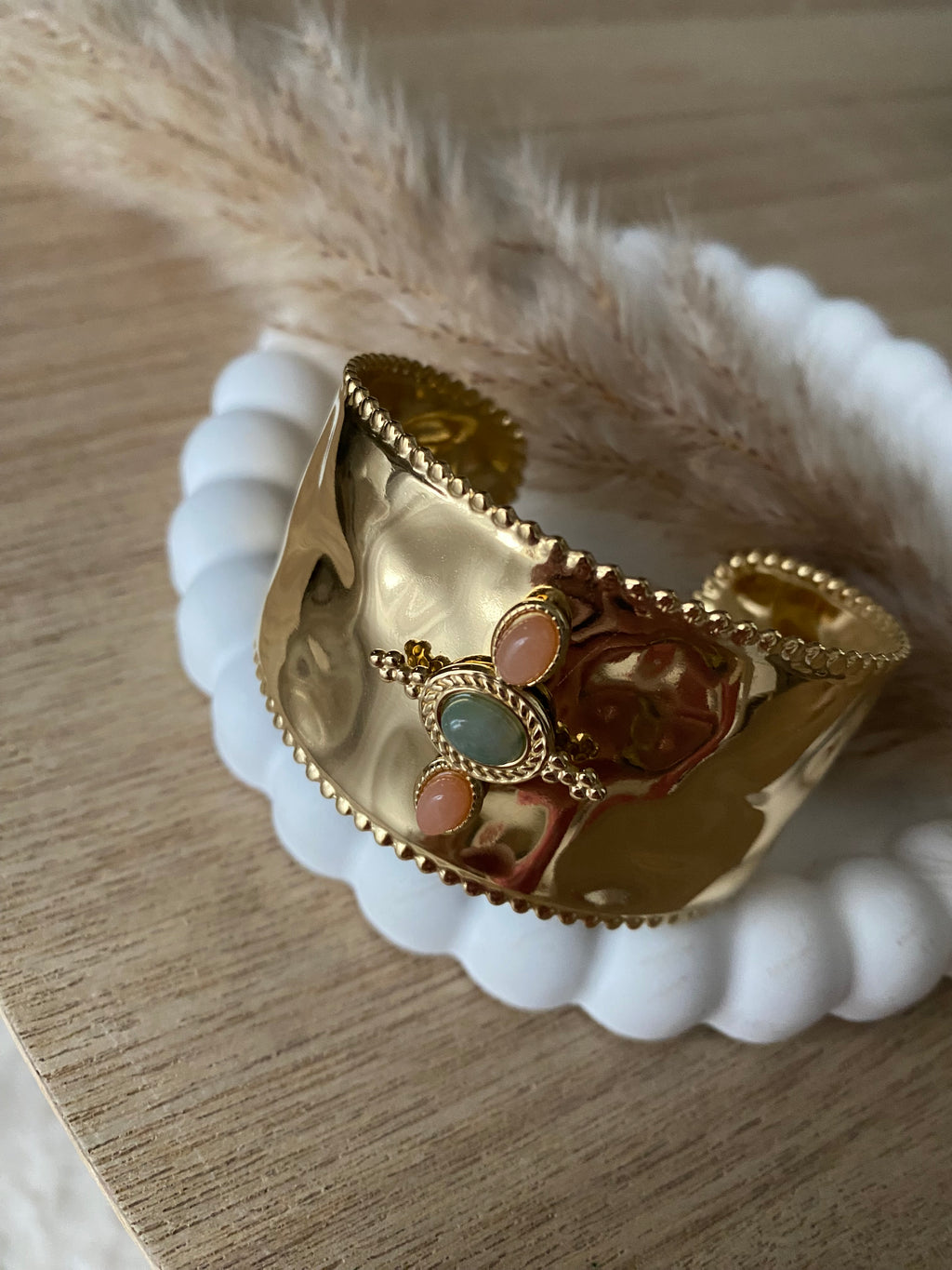 BRACELET MANCHETTE AMEL PIERRES NATURELLES AGATHE ORANGE