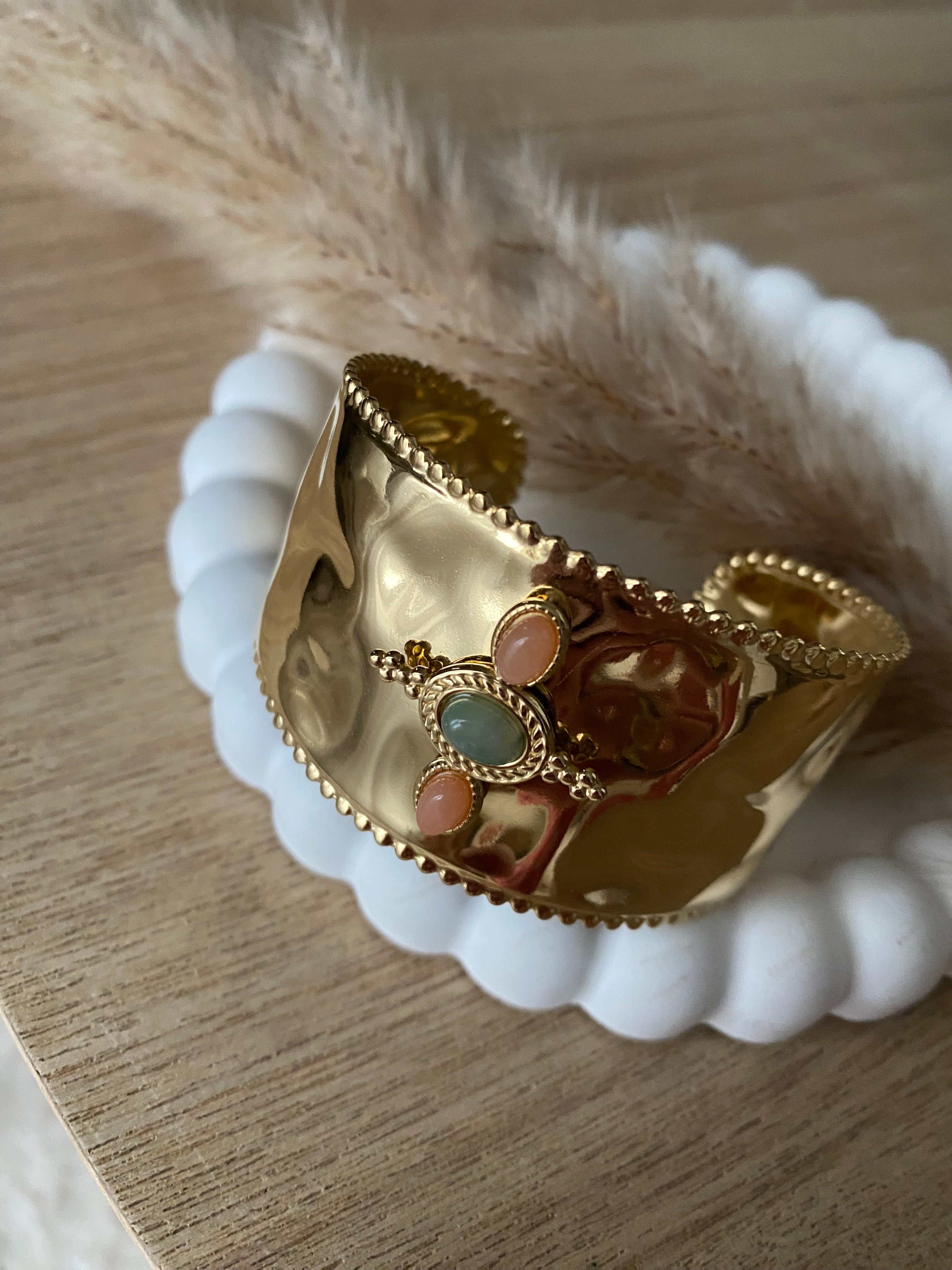 BRACELET MANCHETTE AMEL PIERRES NATURELLES AGATHE ORANGE
