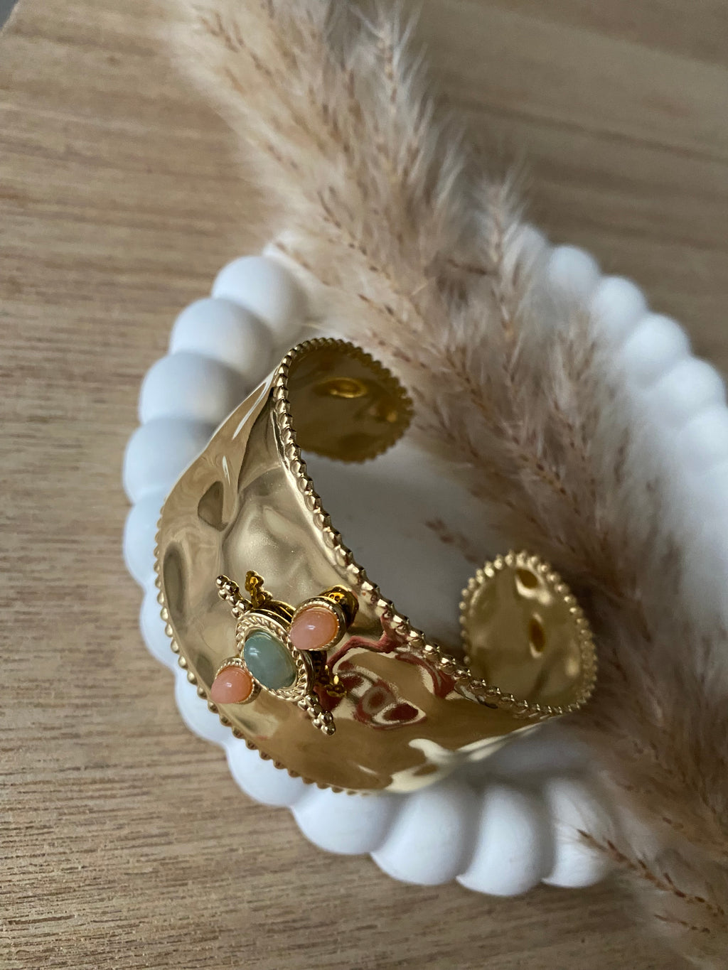 BRACELET MANCHETTE AMEL PIERRES NATURELLES AGATHE ORANGE