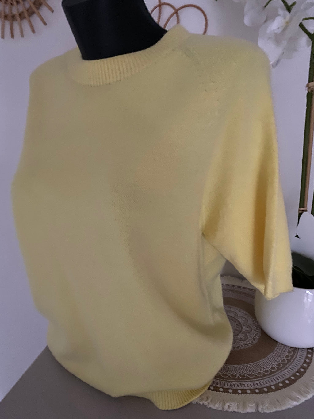 PULL CORINNE MANCHES COURTES  JAUNE PALE  TU 36/42