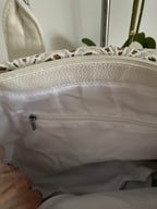 SAC CROCHET , CUIR ET STRASS TAUPE