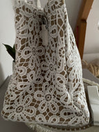SAC CROCHET , CUIR  ET STRASS  BLANC