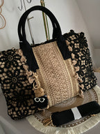 SAC CROCHET NOIR ET TAUPE