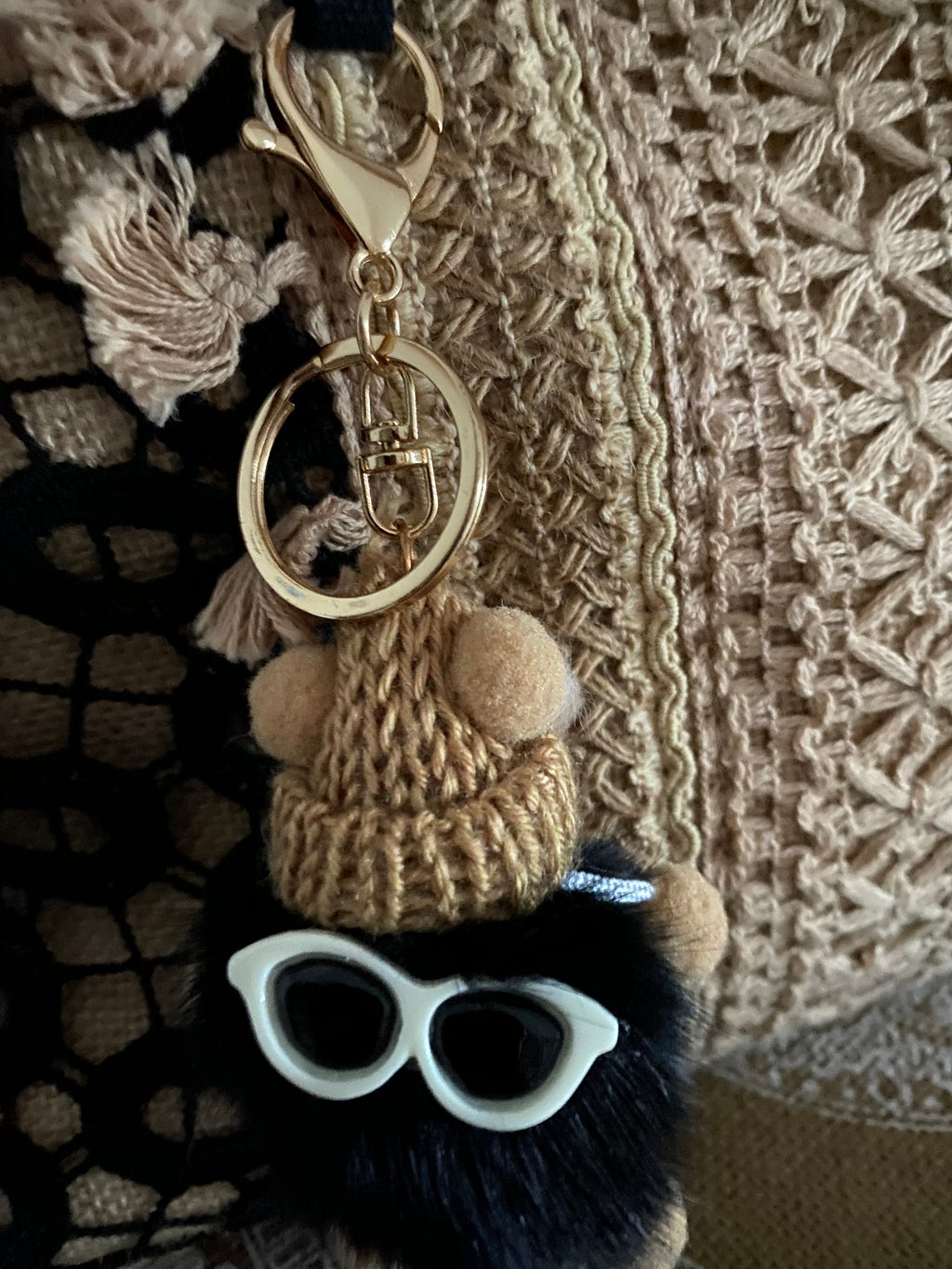 SAC CROCHET NOIR ET TAUPE