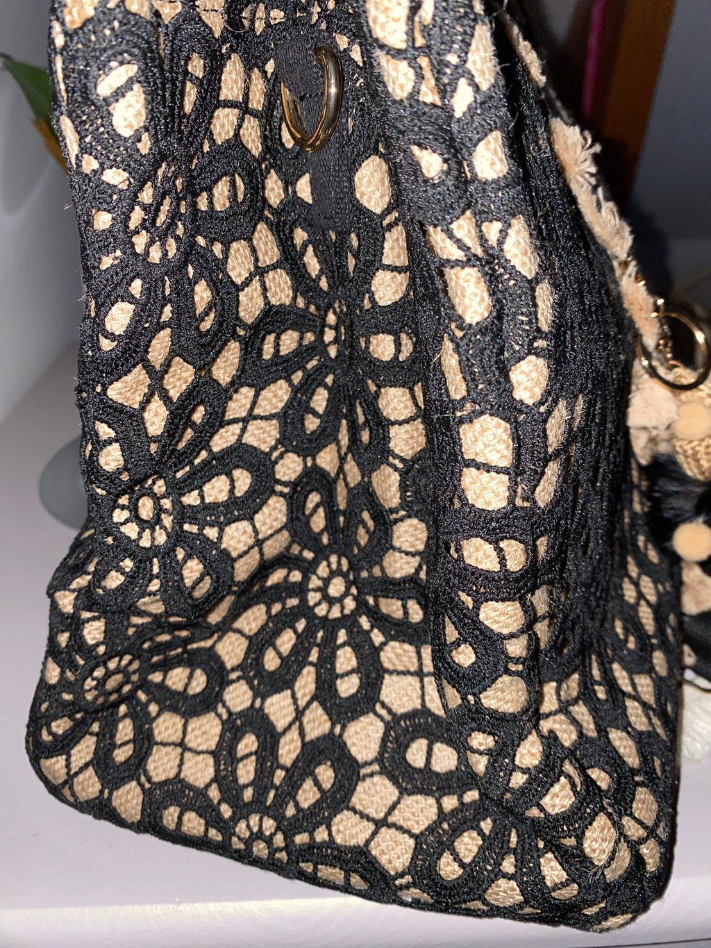 SAC CROCHET NOIR ET TAUPE