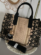 SAC CROCHET NOIR ET TAUPE