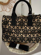 SAC CROCHET NOIR ET TAUPE