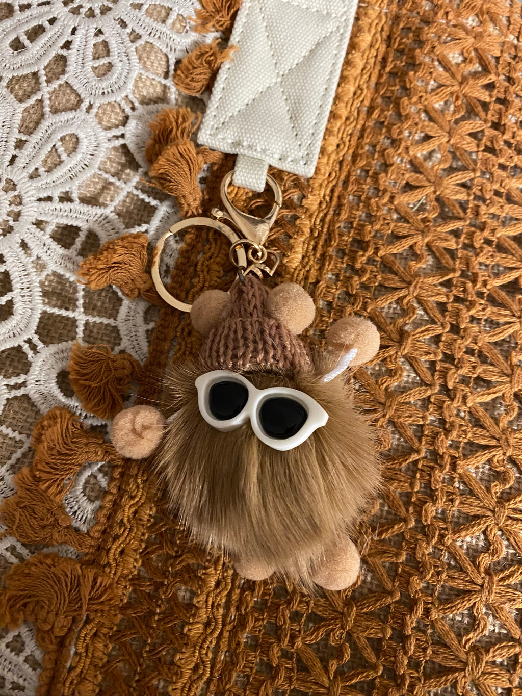 SAC CROCHET , ECRU ET CAMEL