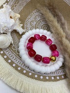 BRACELET RESINE POP CORN FUSHIA