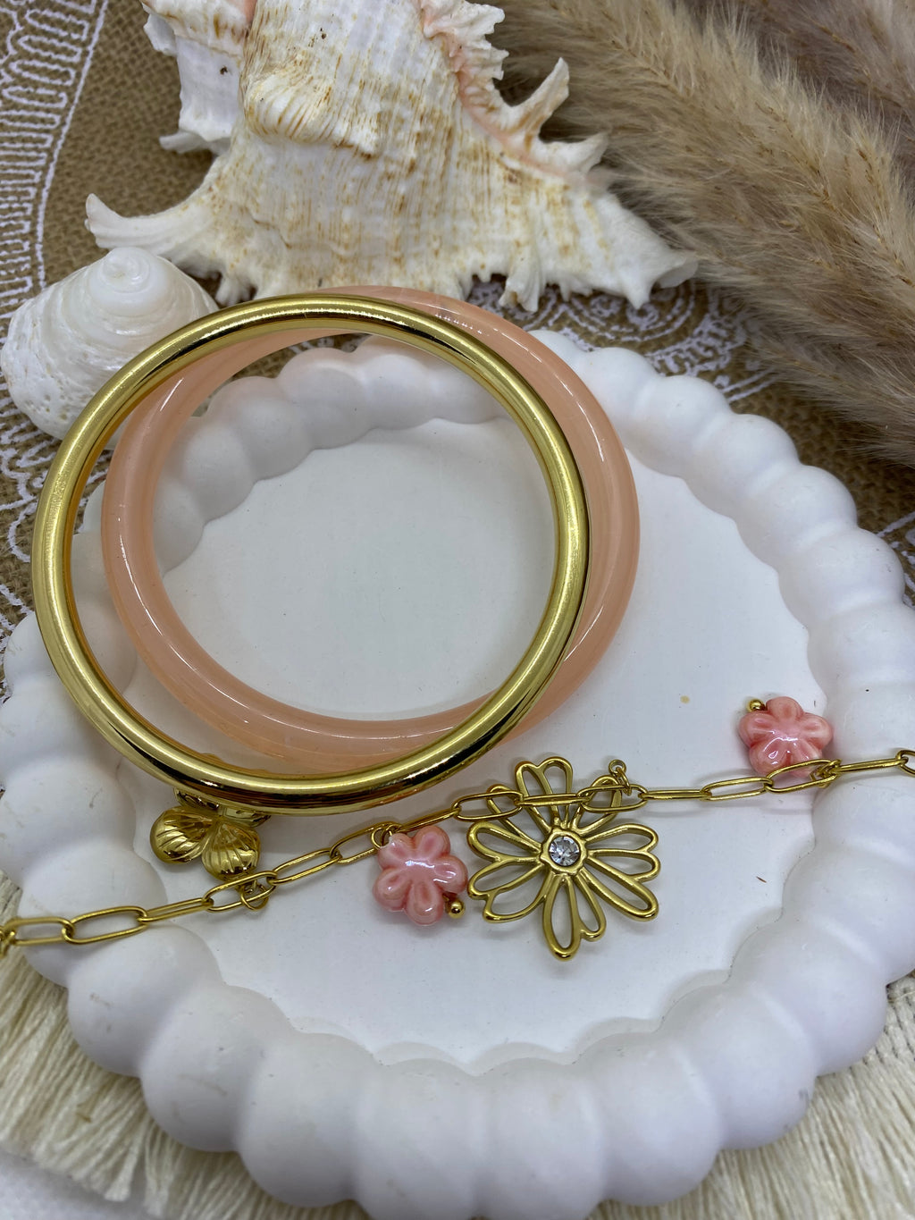 BRACELET RESINE POP CORN FUSHIA