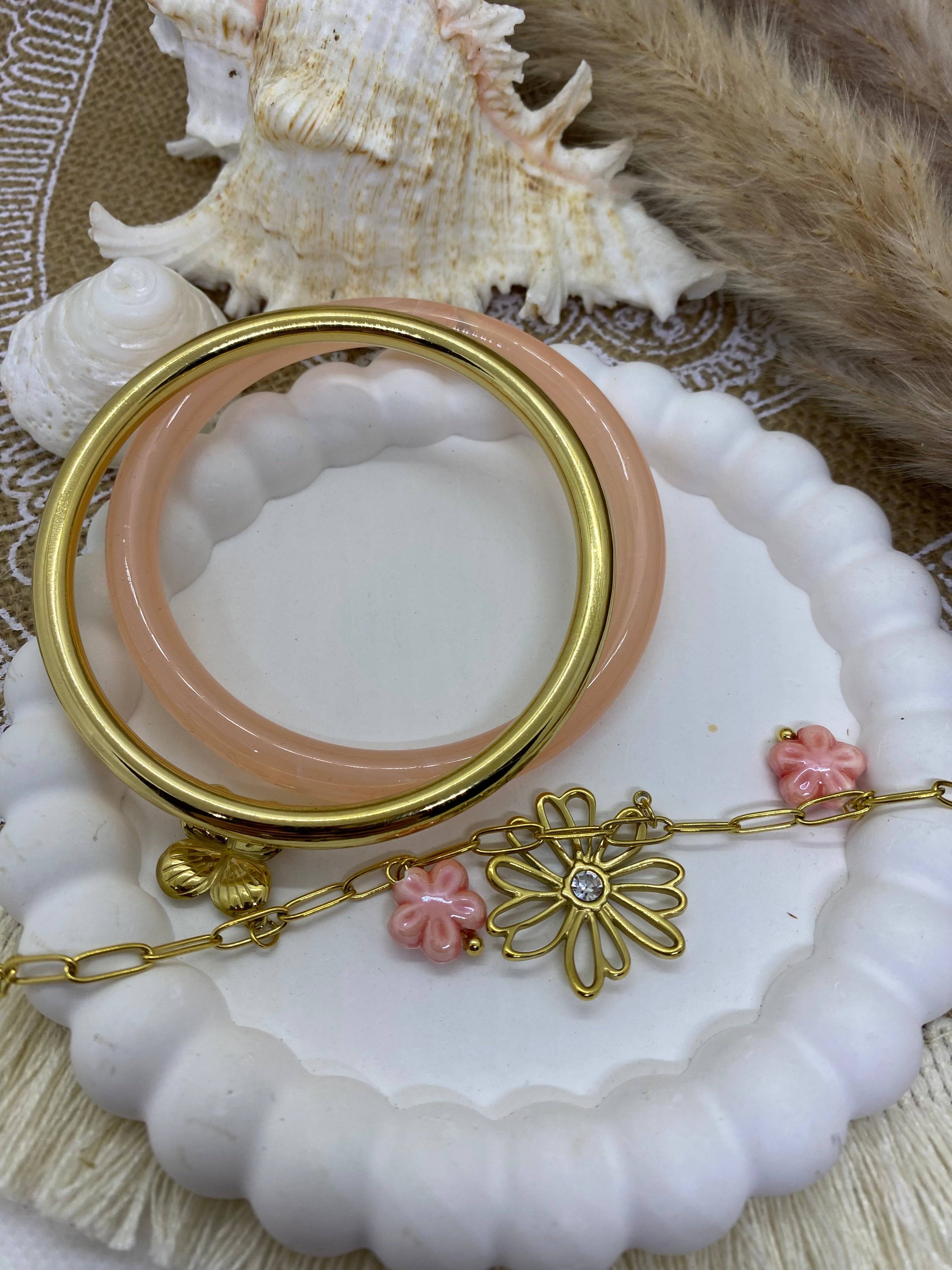 BRACELET RESINE POP CORN FUSHIA