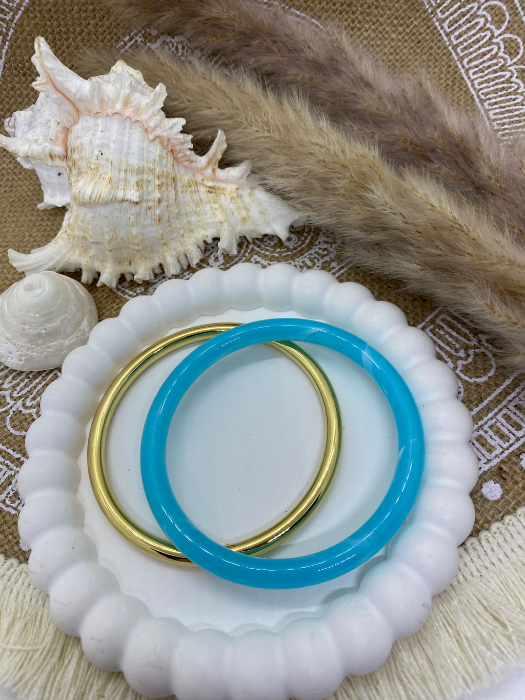 ENSEMBLE BRACELET JONCS BLEU