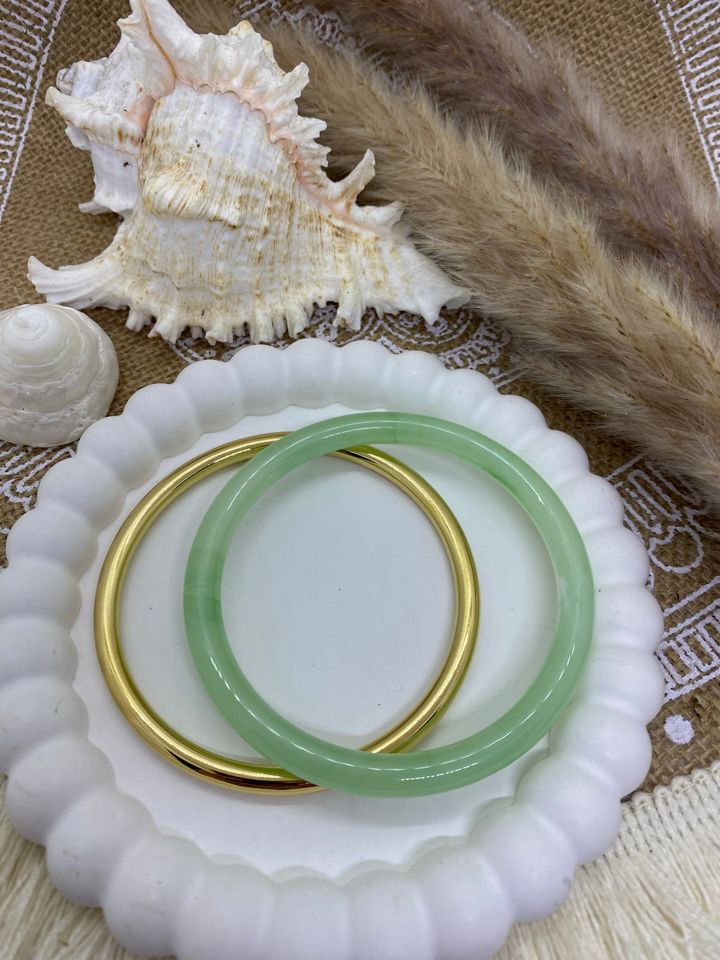 ENSEMBLE BRACELET JONCS VERT D'EAU