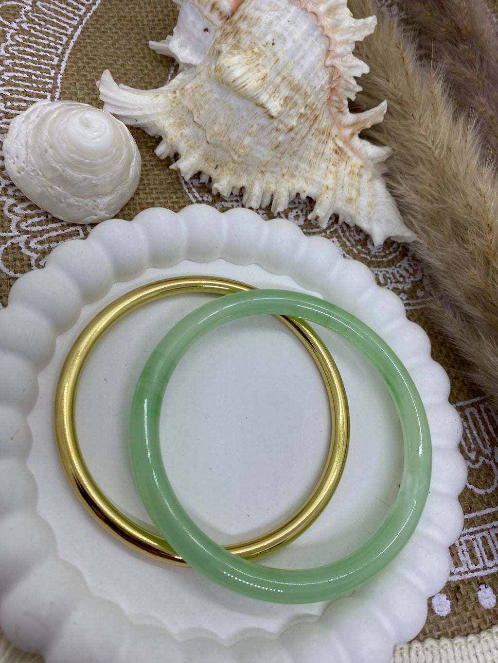 ENSEMBLE BRACELET JONCS VERT D'EAU