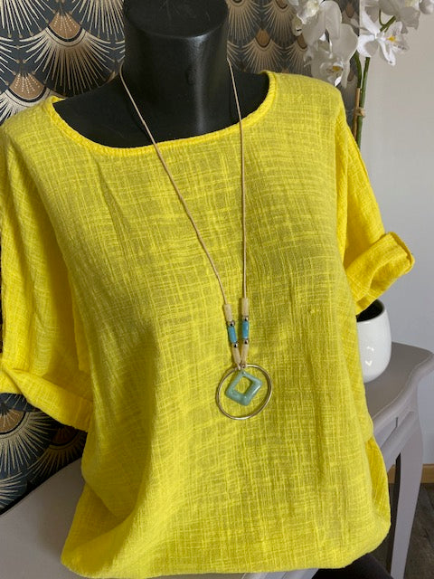 TOP MANUELLA  JAUNE CITRON     TAILLE UNIQUE  36/44