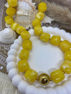 COLLIER RESINE POP CORN JAUNE