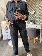 PANTALON FINES RAYURES GRIS ANTHRACITE TU 38/44