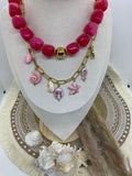 COLLIER RESINE POP CORN FUSHIA
