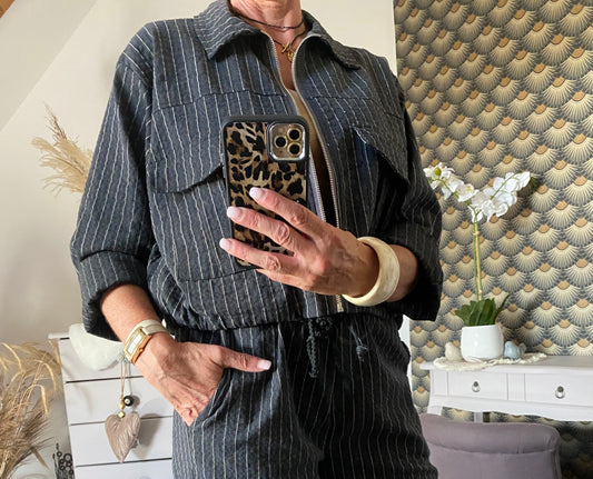 VESTE FINES RAYURES GRIS ENTRACYTHE TU 36/44