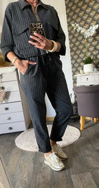 PANTALON FINES RAYURES GRIS ANTHRACITE TU 38/44