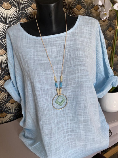 TOP MANUELLA  BLEU CIEL    TAILLE UNIQUE  36/44