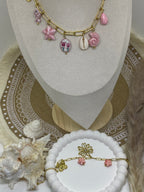 COLLIER BRELOQUE ACIER INOXYDABLE ET EMAILLE ROSE