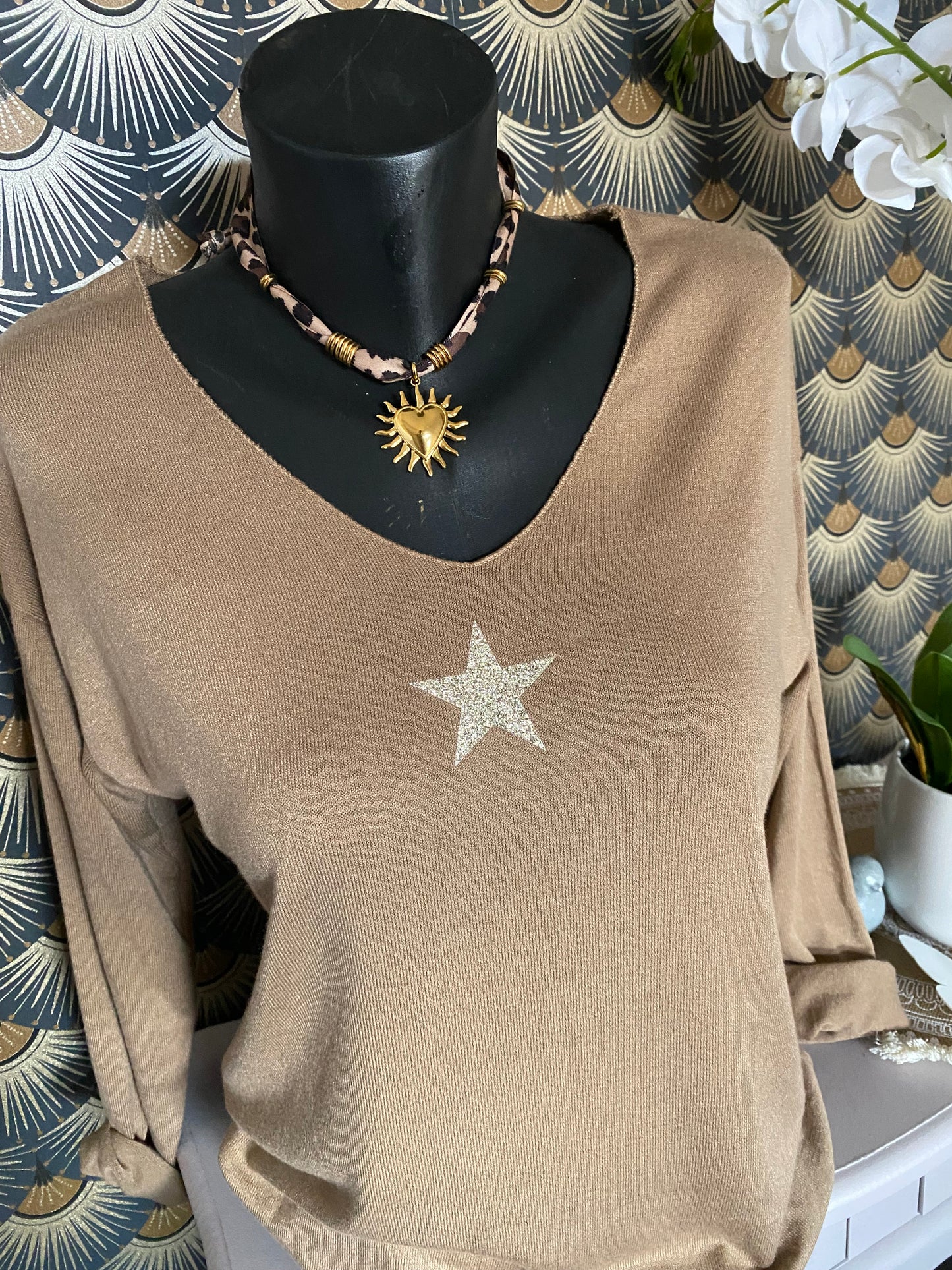 PULL FIN ETOILE  CAMEL   TU 36/44