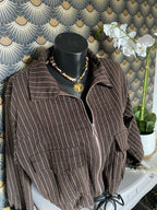 VESTE FINES RAYURES GRIS CHOCO  TU 36/44